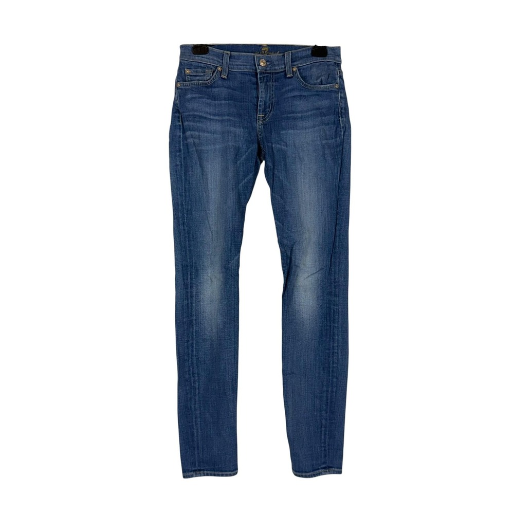 7 For All Mankind The Skinny Jeans Womens 27 Blue Medium Wash Low Rise Stretch